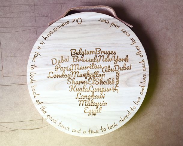 lsa chopping board laser engraved as an anniversary gift