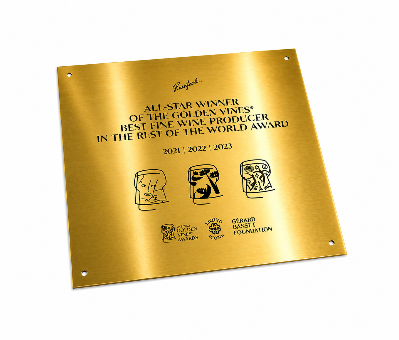 Acid Etched Brass Award Plaque Black Filled
