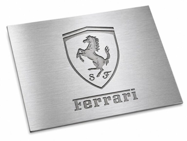 Acid Etched Stainless Steel Ferrari Logo Plate