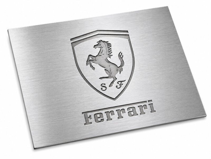 Acid Etched Stainless Steel Ferrari Logo Plate