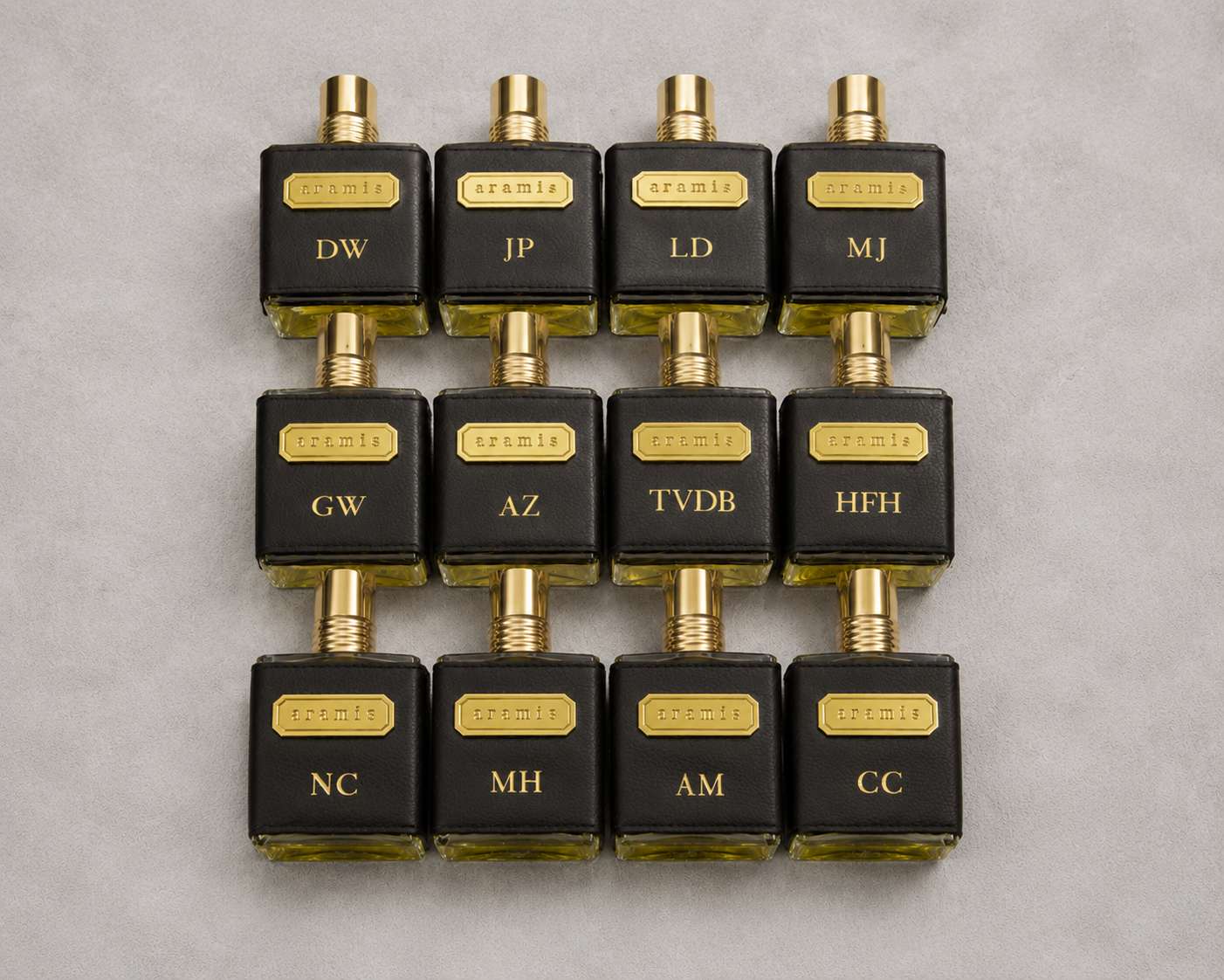 Aramis Perfume Leather Sleeves Personalized Gold Initials