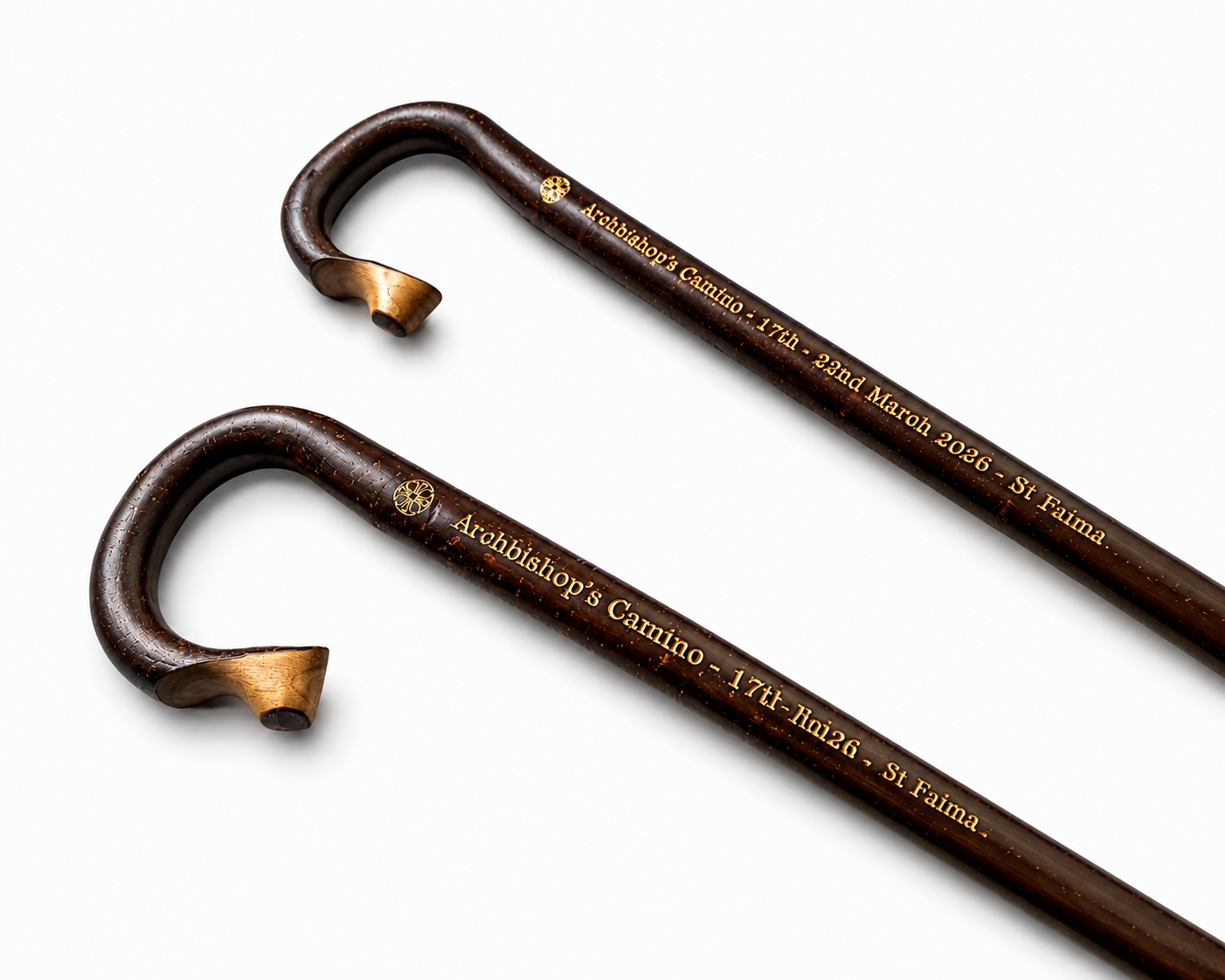 Archbishops Camino Engraved Gold Shepherds Sticks