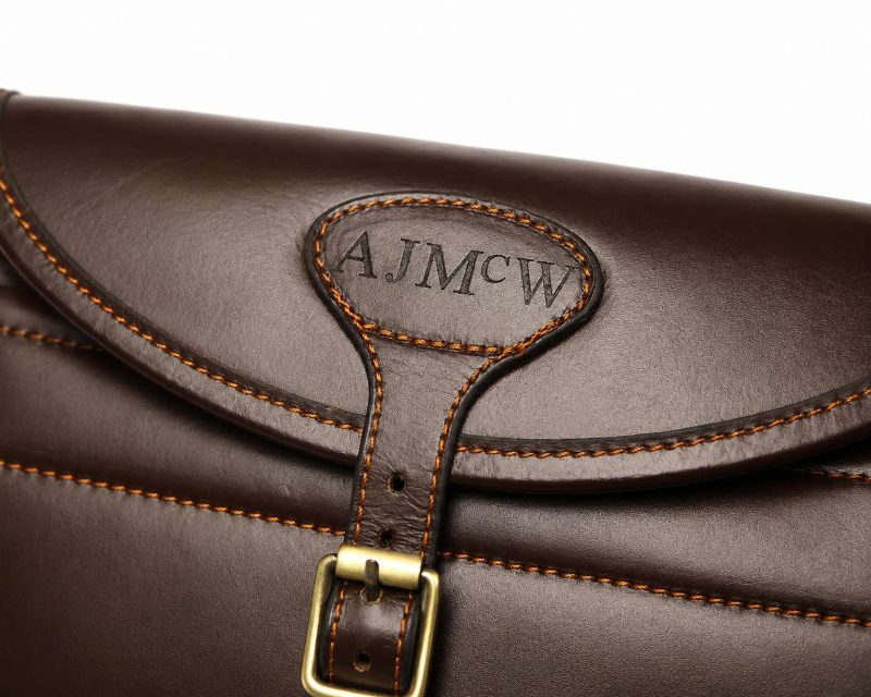 Blind Debossed Initials Leather Cartridge Bag