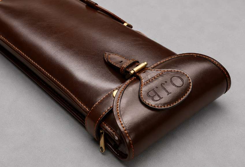 Blind Debossed Initials Leather Gun Slip Case