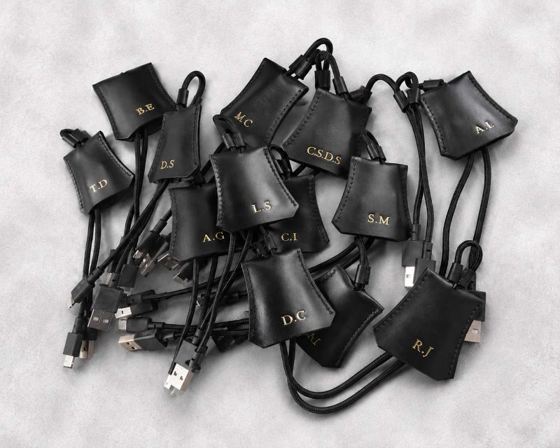 Corporate Gift Personalized Leather Charging Cable Pouches