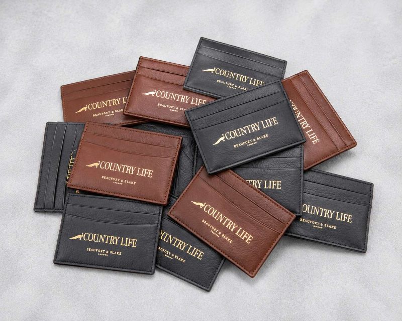 Country Life Beaufort Blake Gold Embossed Leather Card Holders