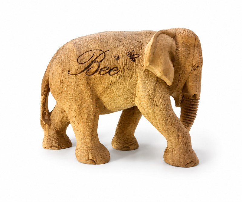 Custom Engraved Wooden Elephant Figurine