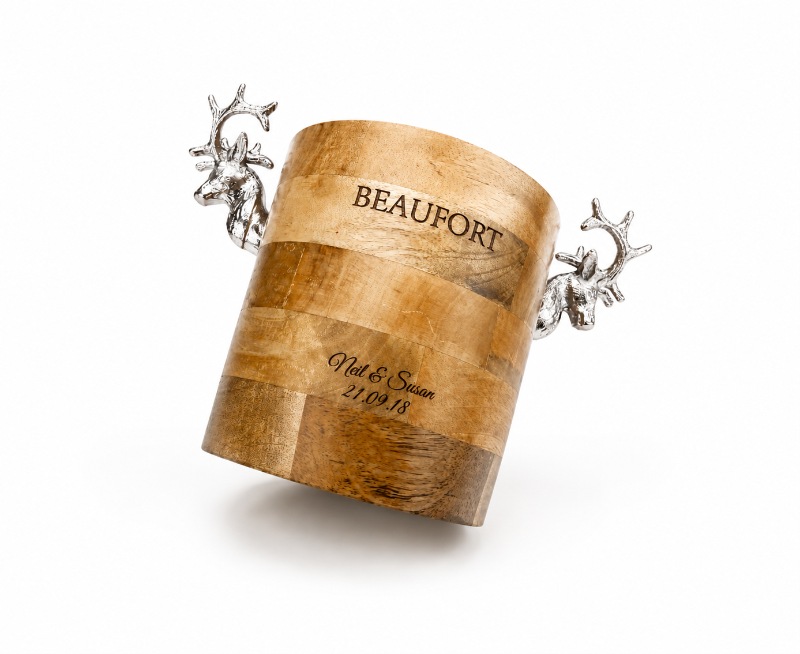 Custom Engraved Wooden Stag Beaufort Ice Bucket