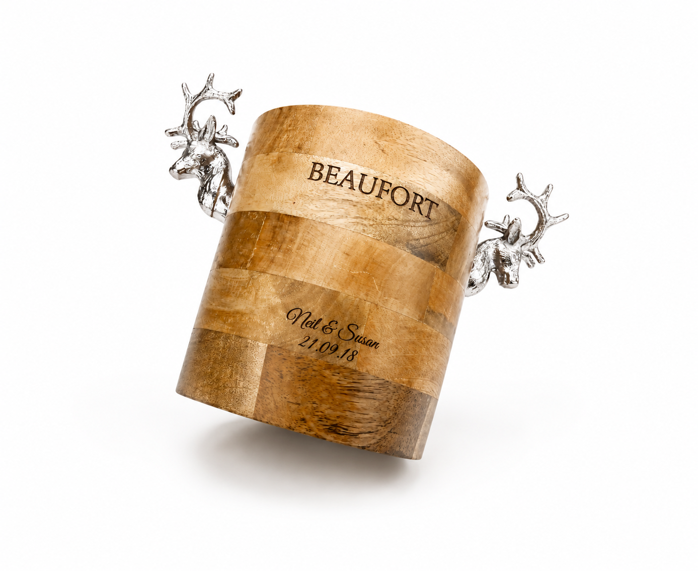 Custom Engraved Wooden Stag Beaufort Ice Bucket