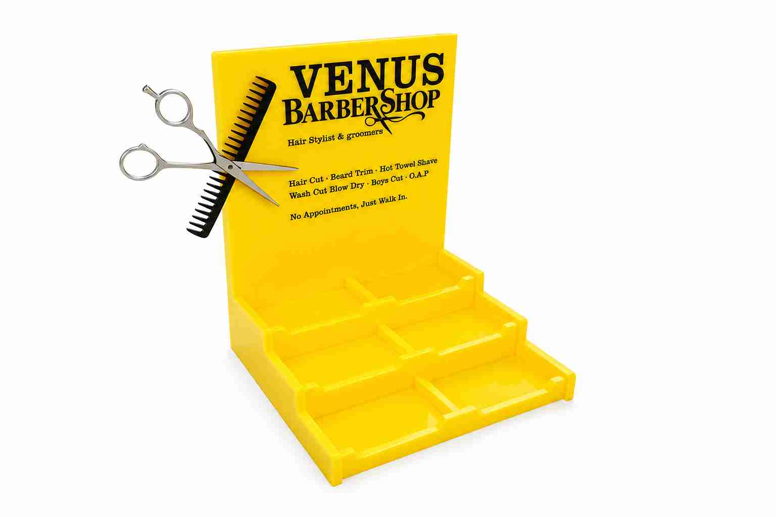 Custom Laser Cut Acrylic Barbershop Business Card Holder