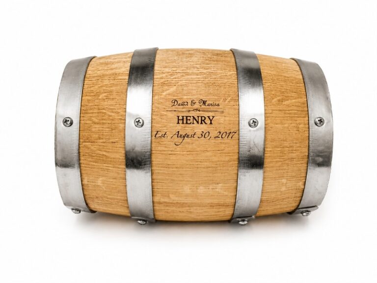 Custom Laser Engraved Mini Oak Barrel