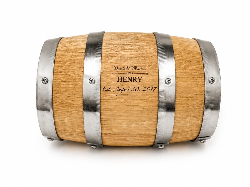 Custom Laser Engraved Mini Oak Barrel