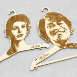 Custom Laser Engraved Wooden Wedding Hangers Portrait