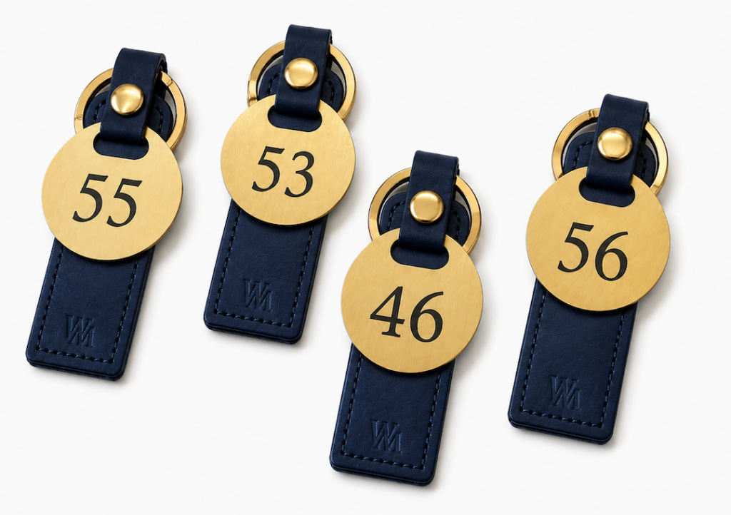 Custom Leather Fob Metal Engraving Brass Hotel Keyring