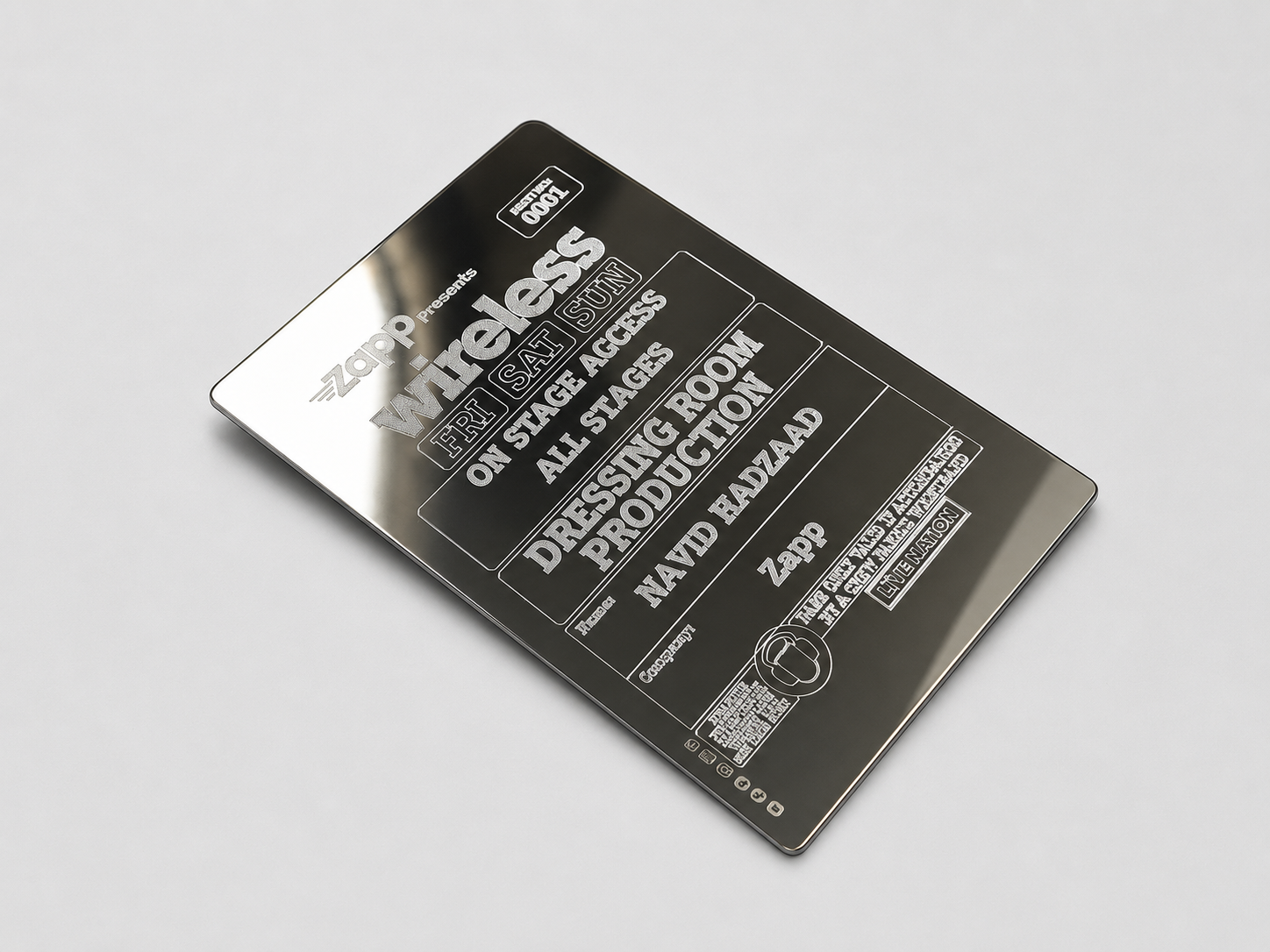 Diamond Scratch Engraved Metal Event Pass Vip Backstage