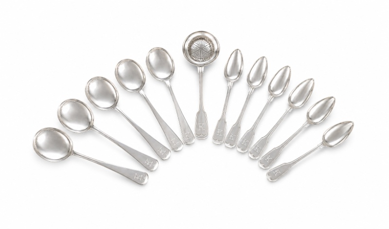 Diamond Scratch Engraved Silver Cocktail Spoon Set Personalised Barware