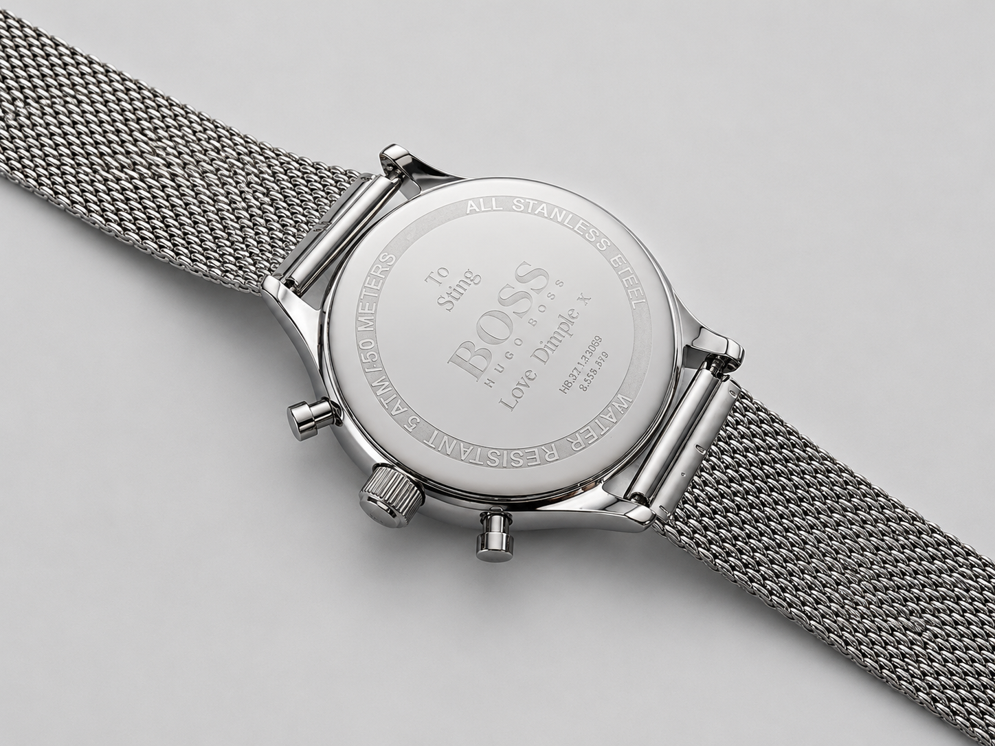 Diamond Scratch Engraved Watch Case Back Personalisation