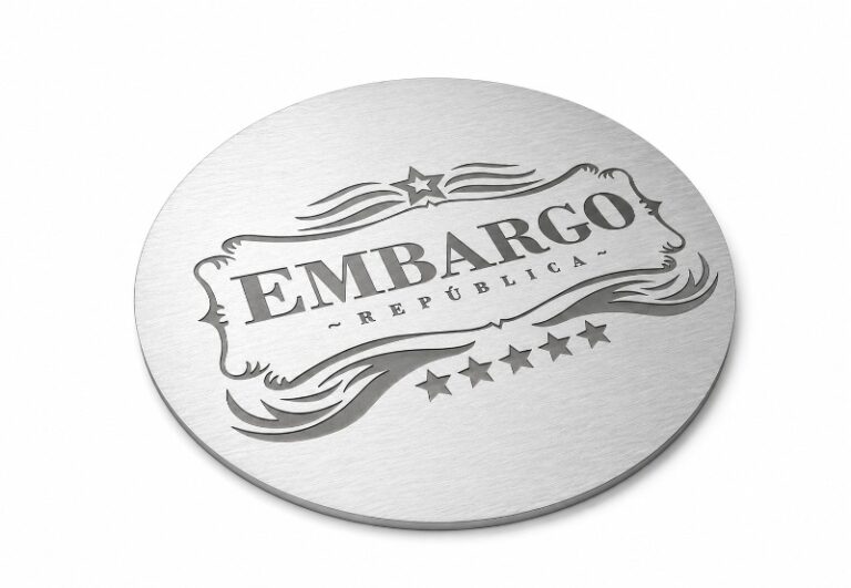 Embargo Republic Engraved Stainless Steel Drinks Coaster Custom Barware