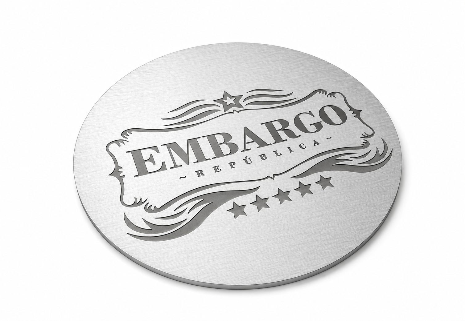 Embargo Republic Engraved Stainless Steel Drinks Coaster Custom Barware