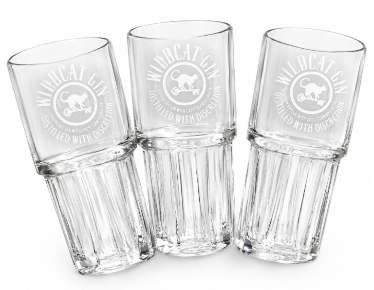 Engraved Wildcat Gin Crystal Tumbler Glasses Premium Gin Glass Set