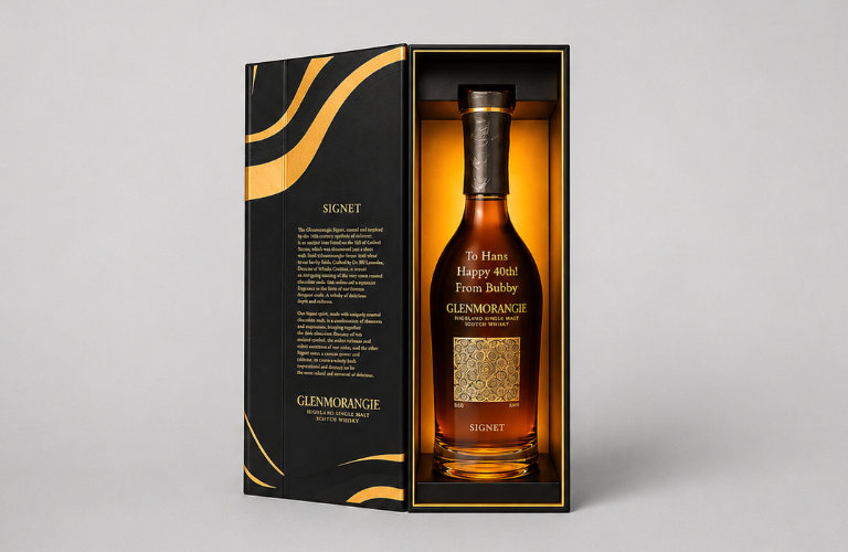 Glass Engraving Gold Fill Whisky Bottle Personalisation