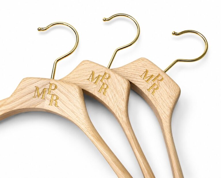 Gold Filled Laser Engraved Wooden Hangers