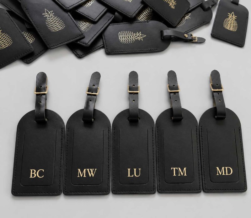 Groomsmen Gift Leather Travel Tags Gold Foil