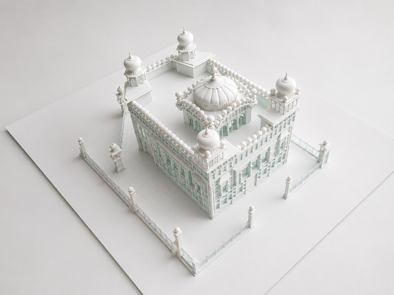 Indian Temple Laser Cutting White Acrylic Architectural Model