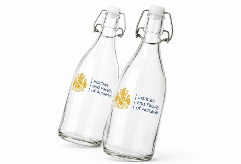 Institute And Faculty Of Actuaries Colour Printed Glass Swing Top Water Bottles