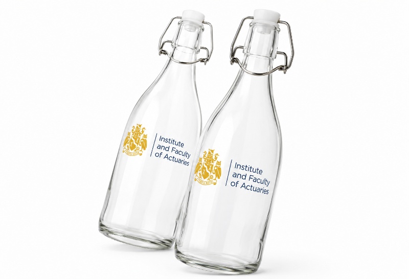 Institute And Faculty Of Actuaries Colour Printed Glass Swing Top Water Bottles