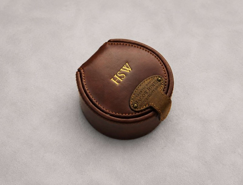 Jacob Jones Personalized Leather Watch Case Gold Initials