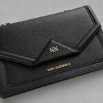 Karl Lagerfeld Personalized K Klassik Black Leather Shoulder Bag