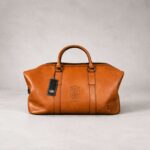 Krintech Custom Heat Embossed Saltburn Film Crew Land Rover Tan Leather Weekend Bag