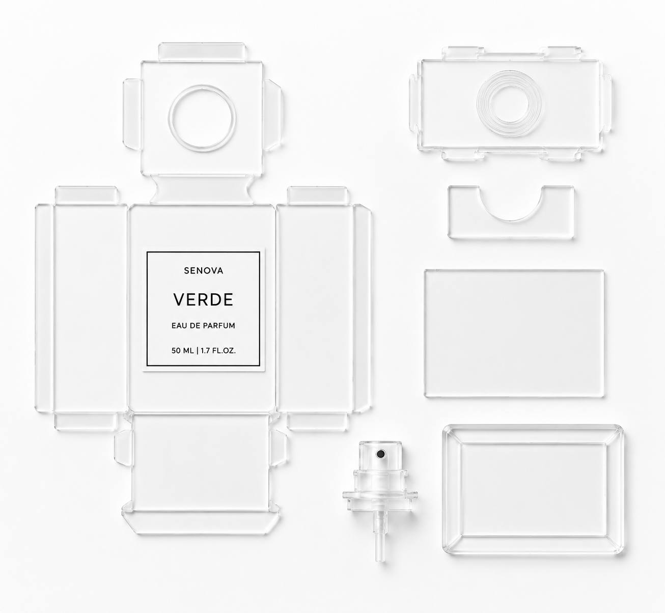 Laser Cut Clear Acrylic Perfume Packaging Components