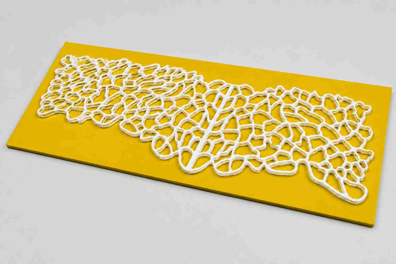 Laser Cut Parametric Wall Art White On Yellow