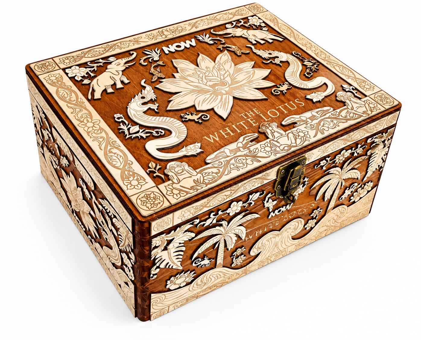 Laser Cut Plywood Decorations White Lotus Keepsake Box