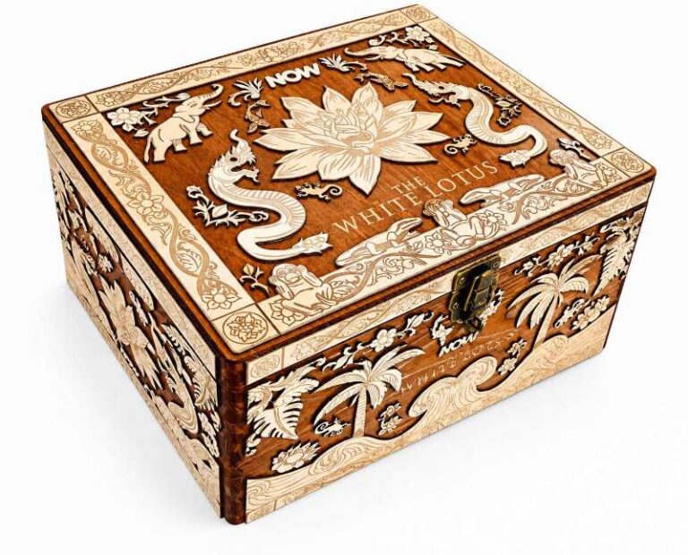 Laser Cut Plywood Decorations White Lotus Keepsake Box