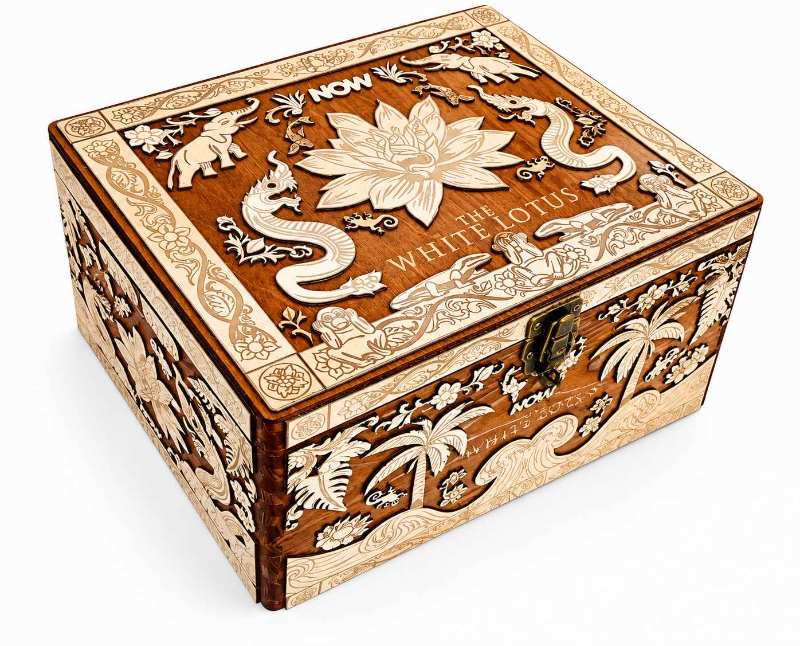 Laser Cut Plywood Decorations White Lotus Keepsake Box