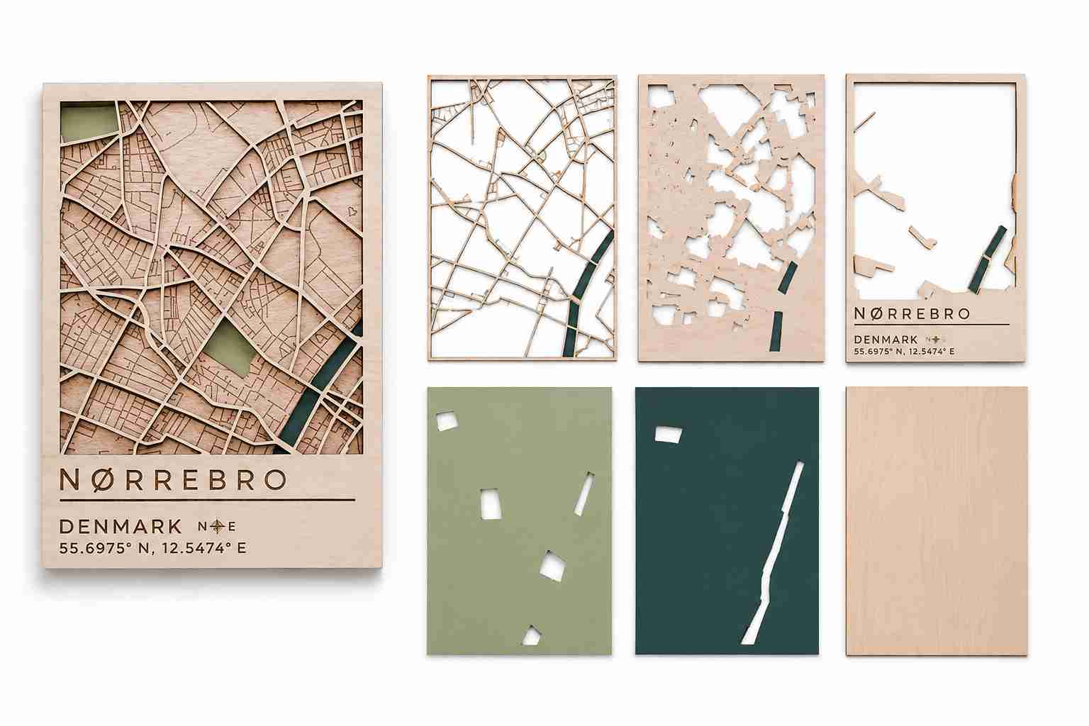 Laser Cut Wood 3d City Map Norrebro Denmark