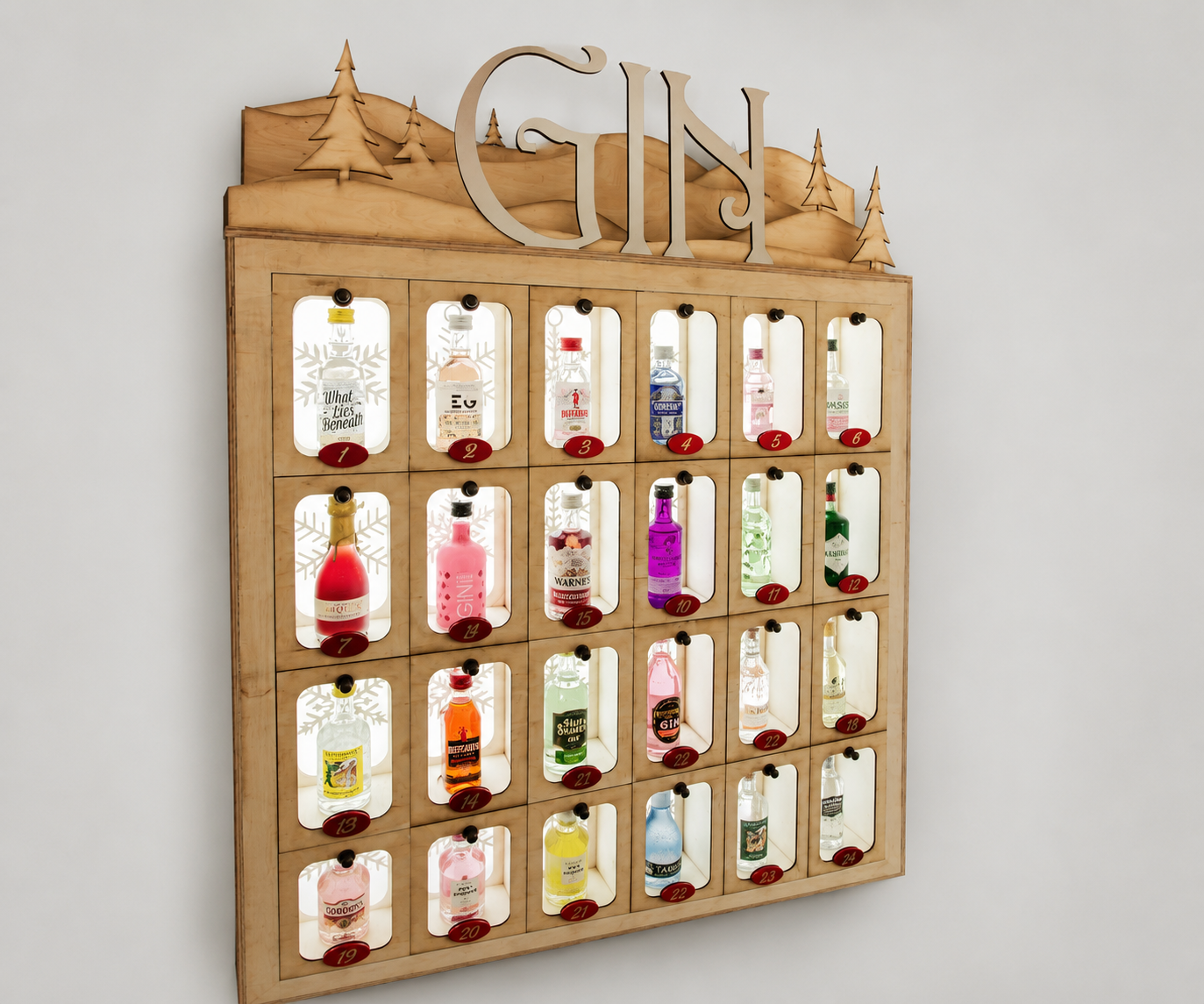 Laser Cut Wooden Gin Advent Calendar Display