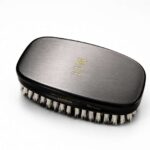 Laser Engraved Ebony Wood Military Hairbrush Gold Initials