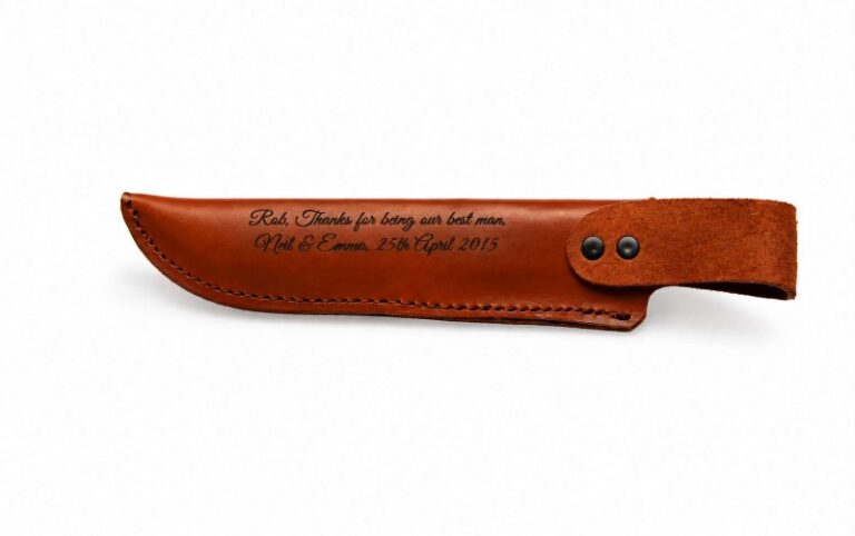 Laser Engraved Leather Knife Sheath Personalized Gift