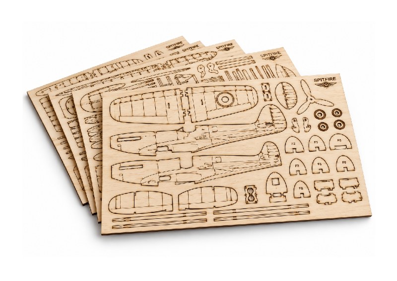Laser Engraved Wooden Aircraft Model Kit Parts
