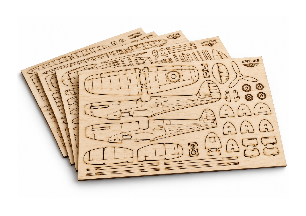 Laser Engraved Wooden Aircraft Model Kit Parts
