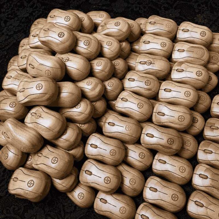 Laser Engraved Wooden Computer Mice Logo