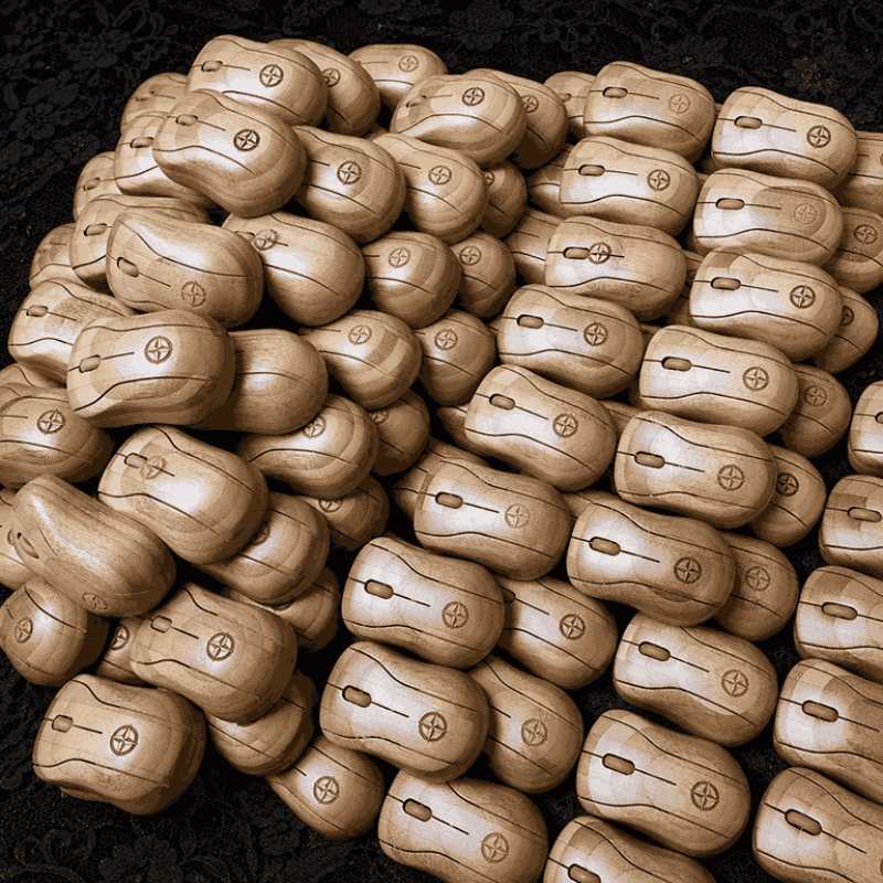 Laser Engraved Wooden Computer Mice Logo