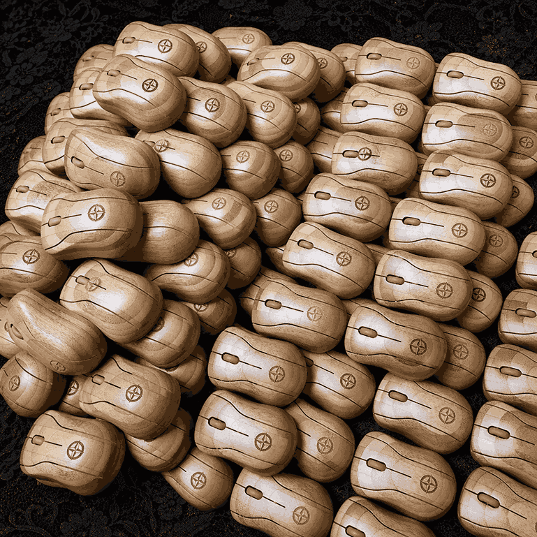 Laser Engraved Wooden Computer Mice Logo