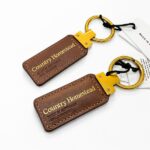 Leather Embossing Gold Foil Keyfob