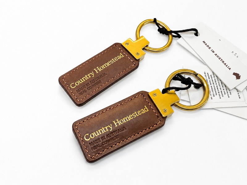 Leather Embossing Gold Foil Keyfob