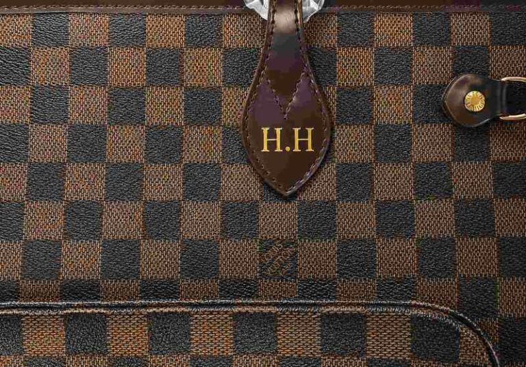 Louis Vuitton Neverfull Damier Ebene Personalized Gold Initials